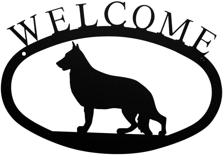 Village Wrought Iron German Shepard Dog Welcome Home Sign Small