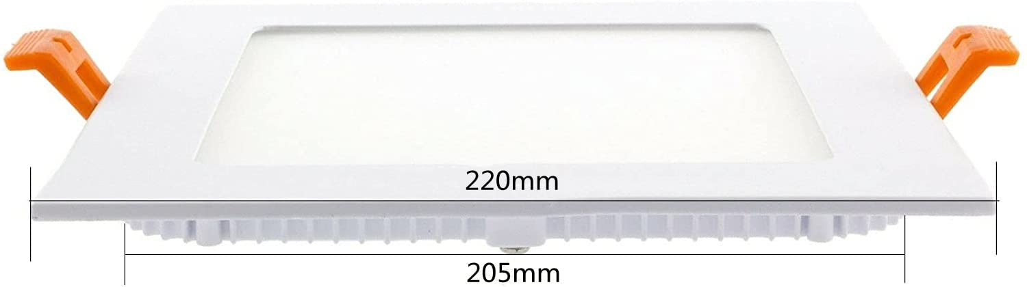 Placa LED Cuadrada 220x220 mm,20W 2000 Lúmenes (Pack 5) Blanco Neutro 4500k Panel Led Super Slim Empotrado Marco Blanco