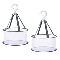 2 PCS Peg Baskets, Peg Bag for Washing Line with Hanger, Peg Baskets for Washing Line, Gray Nylon Peg Bags for Efficient Clothes Peg Storage, Compact Laundry Organizers for Home and Travel