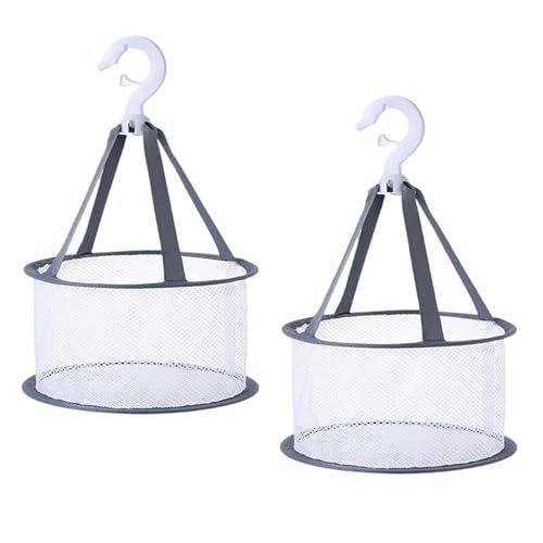 2 PCS Peg Baskets, Peg Bag for Washing Line with Hanger, Peg Baskets for Washing Line, Gray Nylon Peg Bags for Efficient Clothes Peg Storage, Compact Laundry Organizers for Home and Travel