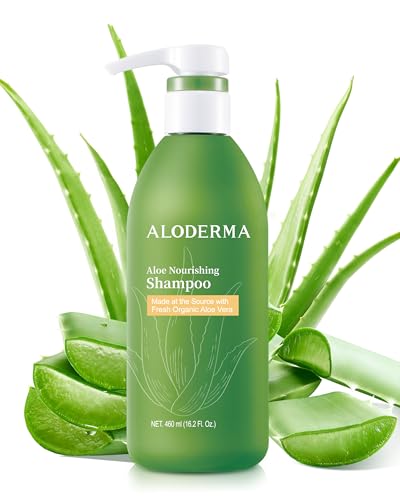 Aloderma Aloe Nourishing Shampoo Featuring Fresh, Organic Aloe Vera for Dry and Damaged Hair - Gently Cleanses and Moisturizes Dehydrated Hair for Soft, Healthy Hair - Alcohol, Paraben-Free - 16oz