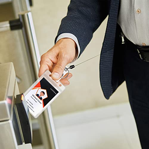 Lydtick 50Pack Retractable Badge Holders With Id Card Holders In Bulk, Heavy Duty Badge Reels Clip Retractable Keychain Vertical Style Id Holder With 24 Inches Pull Cord For Doctor Nurse Office Lab #TOP5