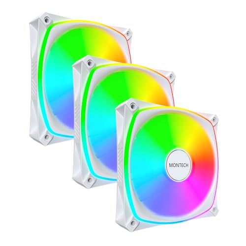 Montech AX120 PRO PWM LĂĽfter, ARGB - 3er-Pack, 120mm, weiĂź