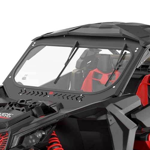 KEMIMOTO X3 Glass Windshield with Sliding Vents Compatible with Can-Am Maverick X3 7MM Thick DOT Approved Laminated Safety Glass Scratch Resistant Than Polycarbonate Includes Dual Manual Wipers