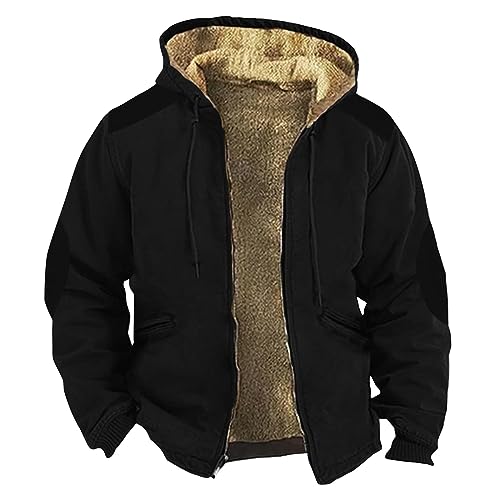 RTRDE Men's Winter Coats Thick Sherpa Lined Zip Fleece Hoodie Jacket Coat Outwear Chamarra Para Hombre, M-7XL