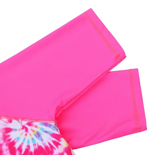 Image of TFJH E Short Sleeve Girls Swimsuits UV 50+ One Pieces Zipper 2-14Y | From beach vacations and pool parties to cruises and water parks, this colorful floral swimsuit is her summer favorite