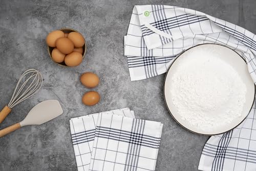 Image of Organic Cotton Tea Towels for Baking Sourdough Bread, Rolls and Cakes - 100% Cotton, Lint-Free, Quick-Dry, 6 Pack, 30 inchx20 inch, Highly Absorbent and Durable Bread Towels with Hanging Loop (Blue)