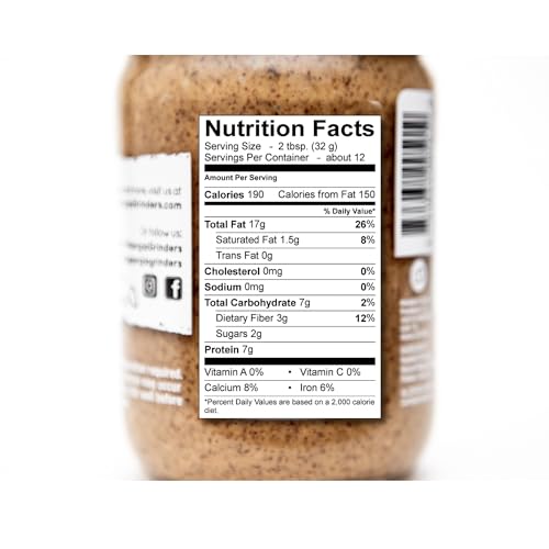Image of Georgia Grinders Salt-Free Almond Creamy Gourmet Nut Butter Spread, Whole30 Approved, Non-GMO, Gluten Free, No Palm Oil, No Added Sugar, Paleo and Vegan Friendly, 12 Ounce (1 Pack)