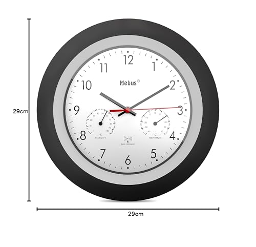 Mebus 19449 Orologio Da Parete Radiocontrollato Con Termometro E Igrometro - 8