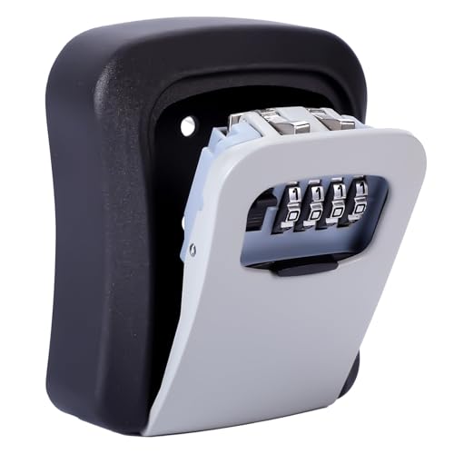 Mitoymia Key Safe Wall Mounted-Key Lock Box with 4 Digit Combination -Key Box to Share Keysafes Outside Approved-Lockbox- Key Safe Gray (H001)