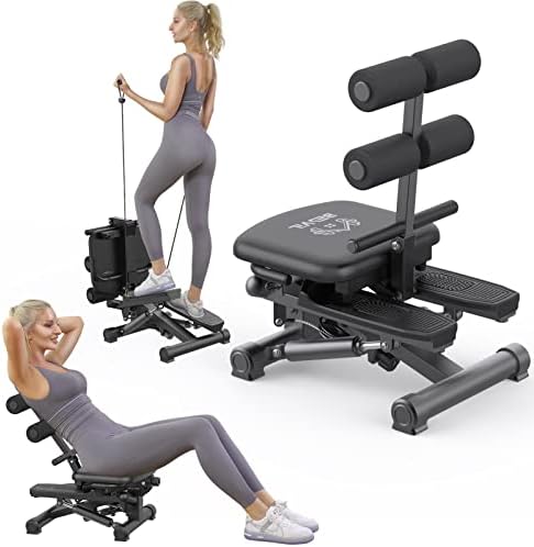 BESVIL Stepper ABS Workout Equipment AB Machine Total Body Workout Fitness Exercise Machine Stepping Exercise Machine for Home Gym Workout,Black