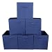 EZOWare Set of 6 Foldable Fabric Basket Bin Collapsible Storage Cube for Nursery Shelves Closet (Blue)