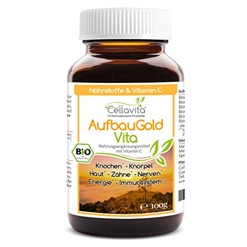 Cellavita Construcción Gold Vita (Bio) para huesos, piel y dientes, cartílago nervioso, sistema inmunológico, 100 g Cover