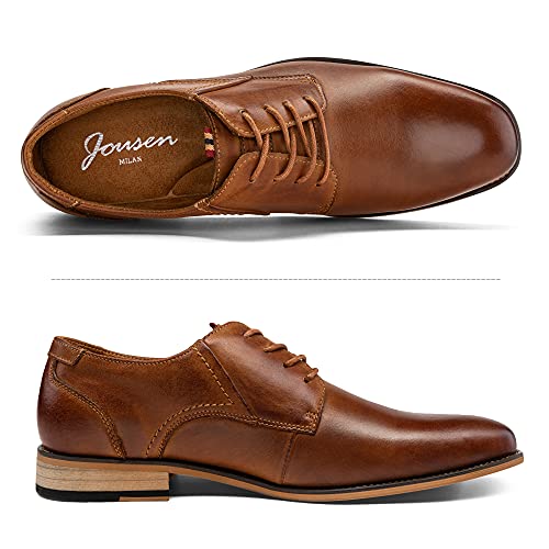 Image of Jousen Men's Dress Shoes Leather Classic Formal Mens Oxfords Retro Derby Oxford