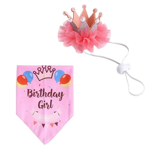 Lohill Hundetorte Fliege Bandana Niedlich Hund Katze Geburtstag Hut Haustiere Party Supplies Outfit für Katze und Hund (Rosa)