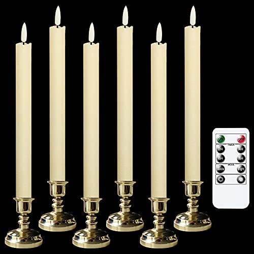 Image of Wondise Flickering Taper Candles with Timer and Remote