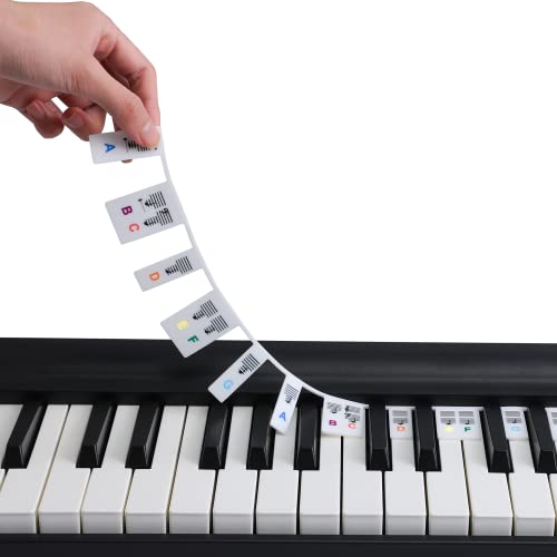Wqr Piano Keyboard Note Guides - Removable Piano Keyboard Note Labels 88/61/54/49/37 Keys For Beginners, No Need Stickers, Reusable & Portable, Comes With Box(Colorful) #TOP2