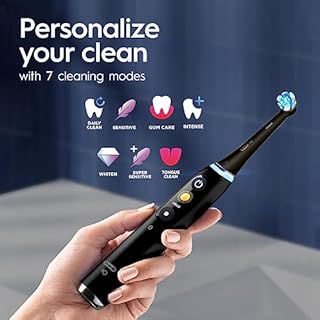 Oral-B Rechargeable Electric Toothbrush, iO9 Genius, 7 Cleaning Modes, Interactive Display, Charging Travel Case, Visible Pressure Sensor, 4 Brush Heads, Rose Quartz