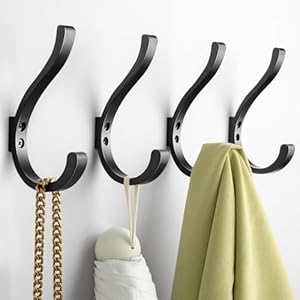 Large Wall Hooks for Hanging CoatBackpack 54 Huge 40LBS Heavy Duty Hanger Wall Mount Screw in for Towel Closet Robe Bag Outdoor Black 4 Pack