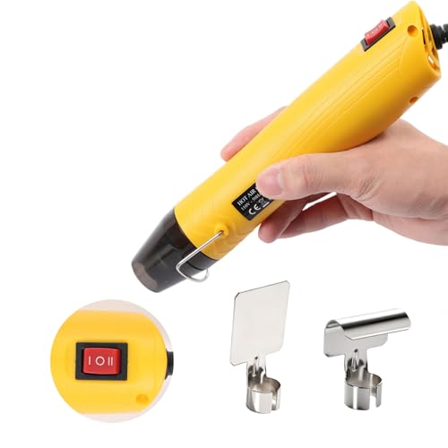 Heat Gun for Crafting, 110V 350W Portable Handheld Hot Air Gun with 3.28FT Extra Long Power Cord, Dual Temperature Settings & Stand, Hot Air Tool for DIY Embossing, PVC Heat Shrink Wrapping (Yellow)
