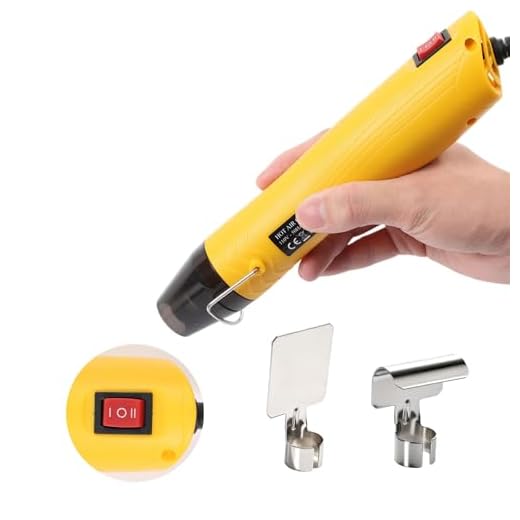 Heat Gun for Crafting, 110V 350W Portable Handheld Hot Air Gun with 3.28FT Extra Long Power Cord, Dual Temperature Settings & Stand, Hot Air Tool for DIY Embossing, PVC Heat Shrink Wrapping (Yellow)