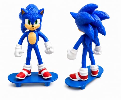 Image of Sonic Action Figures Set of 4 with Skateboards | Sonic, Shadow, Tails & Knuckles Characters | PVC Collectible Toys for Kids, Birthday Gift & Decoration (13 cm)