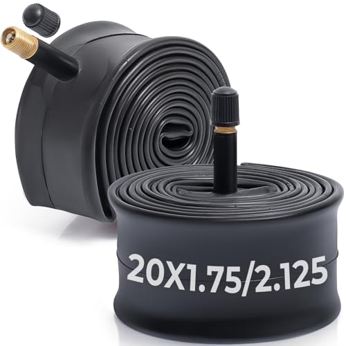 MetersGod 2本,20x1.75/1.95/2.0/2.10/2.125 自転車チューブ,20x1.75-2.125 自転車タイヤに対応,米式バルブ32mm,ブチルゴム,適用マウンテンバイク、クロスバイク、シティバイク,MGN005