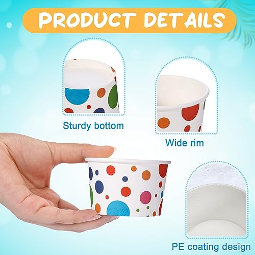Image of Boao 200 Set 5 oz Ice Cream Cups with Spoons Disposable Paper Sundae Dessert Bowls Summer Party Supplies (Bright Style)