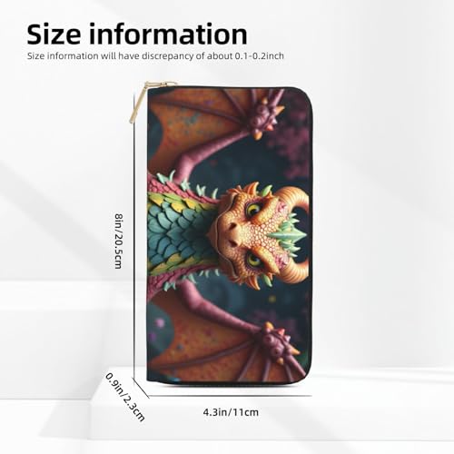 Wallet Women - Cute Colorful Dragon Print Leather Wallet for Women with Zipper, Cute Bifold Long Ladies Wallets2