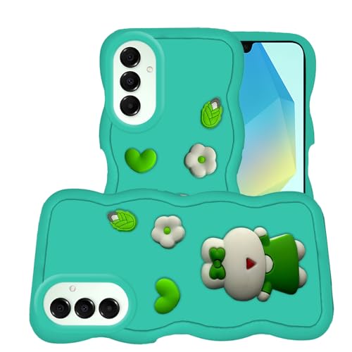 Image of AESTMO Back Case Cover for Samsung Galaxy A16 5G | 3D Cute Fun Cartoon Characters | Anti Slip Grip Cute Wave Curly Frame Shape | Full Body Protection Back Cover for Samsung Galaxy A16 5G (Mint Green)