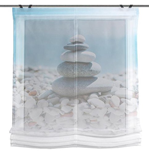 HOME WOHNIDEEN Raffrollo Voile Digitaldruck Benosta 1 Teilig 140 x 60 cm Blau