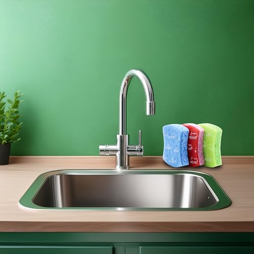 Image of The Kosher Cook Meat Red Dishwashing Sponges, Multifunctional Absorbent Cleaning Cellulose Scrub and Scouring Pad, Durable and Soft, Color Coded Home and Kitchen Accessories