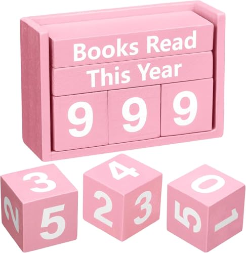 Book Counter Tracker 2026 - Reading Goal Tracker Up to 999 Books, Book Lover Gift for Bookworm Club Members Students Teachers, Bookish Accessories for Reading Challenge (Pink)