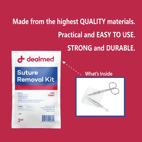 Dealmed Sterile Suture Removal Kit, Includes Suture Removal Scissors, Forceps, And Gauze Sponge, Suture Removal Tool Single-Use Kit, Ideal For Hospitals And Clinics #TOP1