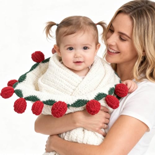 Image of Acteb Finished Crochet Flower Bouquet Blanket Valentine Gifts, Handmade Knitted Rose Flower Throw Blankets, White Elephant Gift for Adults Teens Kids Funny Useful, 32 Inch