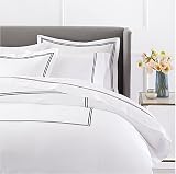 BedDecor Luxury Soft Brushed 400-Thread-Count Egyptian Cotton Embroidered Duvet Cover Set with Beautiful 2-Stripe Embroidery - (Black, Twin)