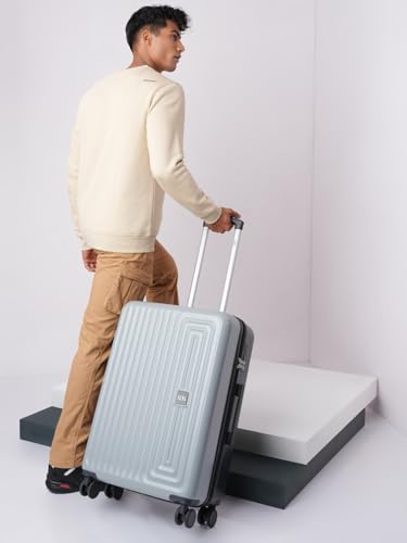 Image of Wiki Ripple Hard Shell Cabin Trolley Bag 55 cm by Wildcraft | Polycarbonate Carry-On Luggage with 8 Spinner Wheels, Combination Lock, Lightweight &Water Resistant Travel Suitcase|Light Grey Black