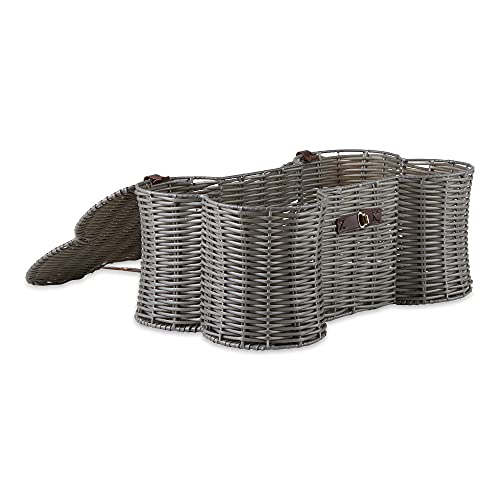 Image of Bone Dry Pet Storage Collection Toy Basket, Large, 24x15x9 inch, Gray Plastic Wicker