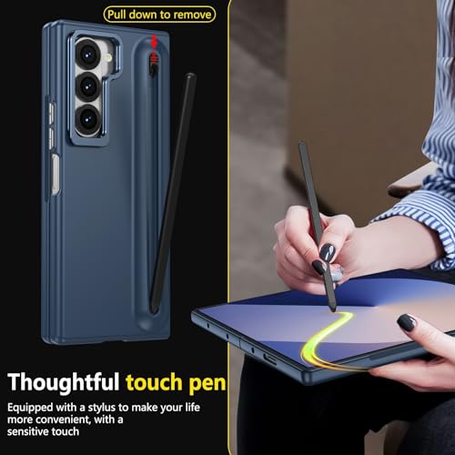 Guppy for Galaxy Z Fold 7 Case with S Pen Holder and Adjustable Metal Stand, Built in Screen Protector Protective Slim Phone Matte PC Bumper Anti-Scratch Kickstand Cover for Z Fold 7-Black by Guppy - Used condition - Image 6
