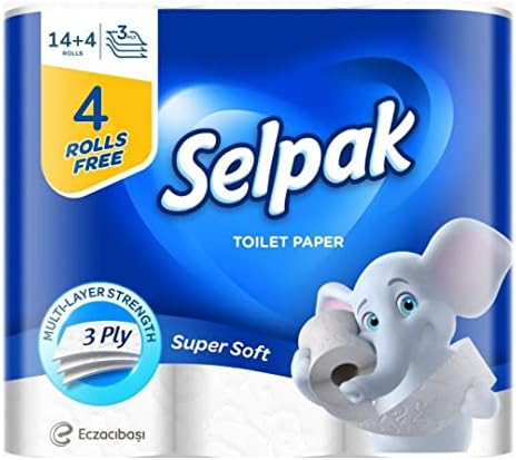 Selpak Super Soft Toilet Paper - 140 Sheets x 3 Ply, Pack of 14+4 Rolls | Cushiony soft Selpak Toilet Paper is perfect for your family's personal hygiene and health