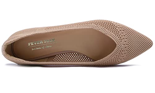 FEVERSOLE Women's Woven Pointy Fashion Cutouts Breathable Knit Flat Shoes4