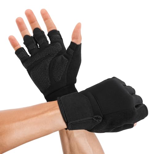 GlasFlength Fitness Handschuhe 1 Paar, Trainingshandschuhe für Damen und Herren Atmungsaktiv Gym Gloves für Gewichtheben Krafttraining rutschfest Sporthandschuhe Bodybuilding (Schwarz)