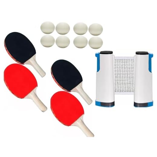 Raquete De Ping Pong Kit Completo 2 Pares De Raquetes Com Rede Retrátil 8 Bolas - Tênis De Mesa Raquetes Emborrachadas