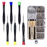 Wjelet 500Pcs Glasses Screws and 6 Screwdrivers, Glasses Screws Repair Kit with Nose Pads and Tweezers Essential Eye Glasses Repairing Kit Tool
