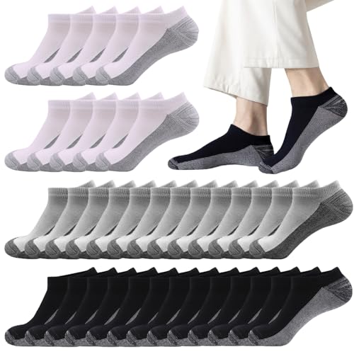 Image of 12-30 Pairs Low Cut Ankle Socks for Men Thin Breathable Casual No Show Athletic Socks Bulk