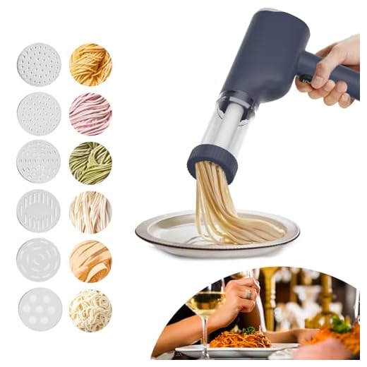 Macchina per Pasta Elettrica, Macchina per Pasta Elettrica Portatile con 6 Modalità, Macchina per Pasta Automatica Elettrica Ricaricabile per Uso Domestico o Picnic
