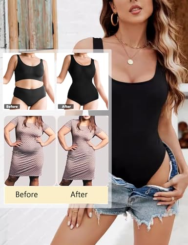 Image of Women Shapewear Tummy Control Bodysuit for Sexy Seamless Butt Lifter Full Body Shaper Black Body Suits Slimming Sleeveless Tank Tops Wasit Trainer