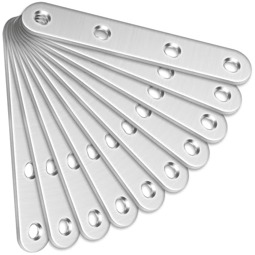 10 Pcs Straight Brackets (100 x 16 x 2mm), Bolatus Stainless Steel Mending Plates Connecting Plates Flat Straight Brace Brackets with Holes Metal Joining Plates for Wood