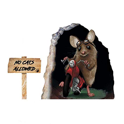 Lintat Adhesivo decorativo para pared, diseño de ratón, 3D con dibujo animado, para el hogar, cocina, sala de estar, 12 x 16,8 cm Cover