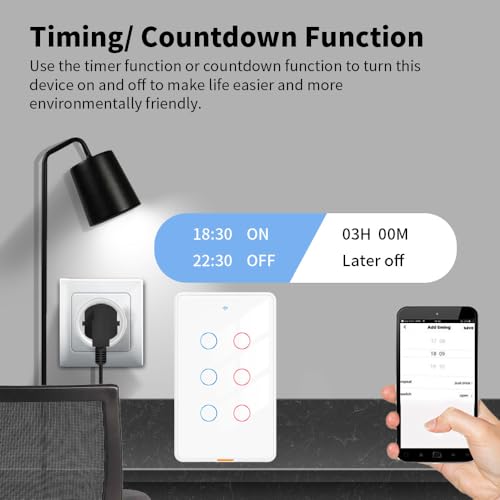 Cerhot DS123 Us Tuya Wifi Smart Switch Rf433Mhz Touch Wall Light Switch No Neutral Wire And Neutral Wire 1/2/3/4/6 Gang Smart Life App Compatible thumb #3